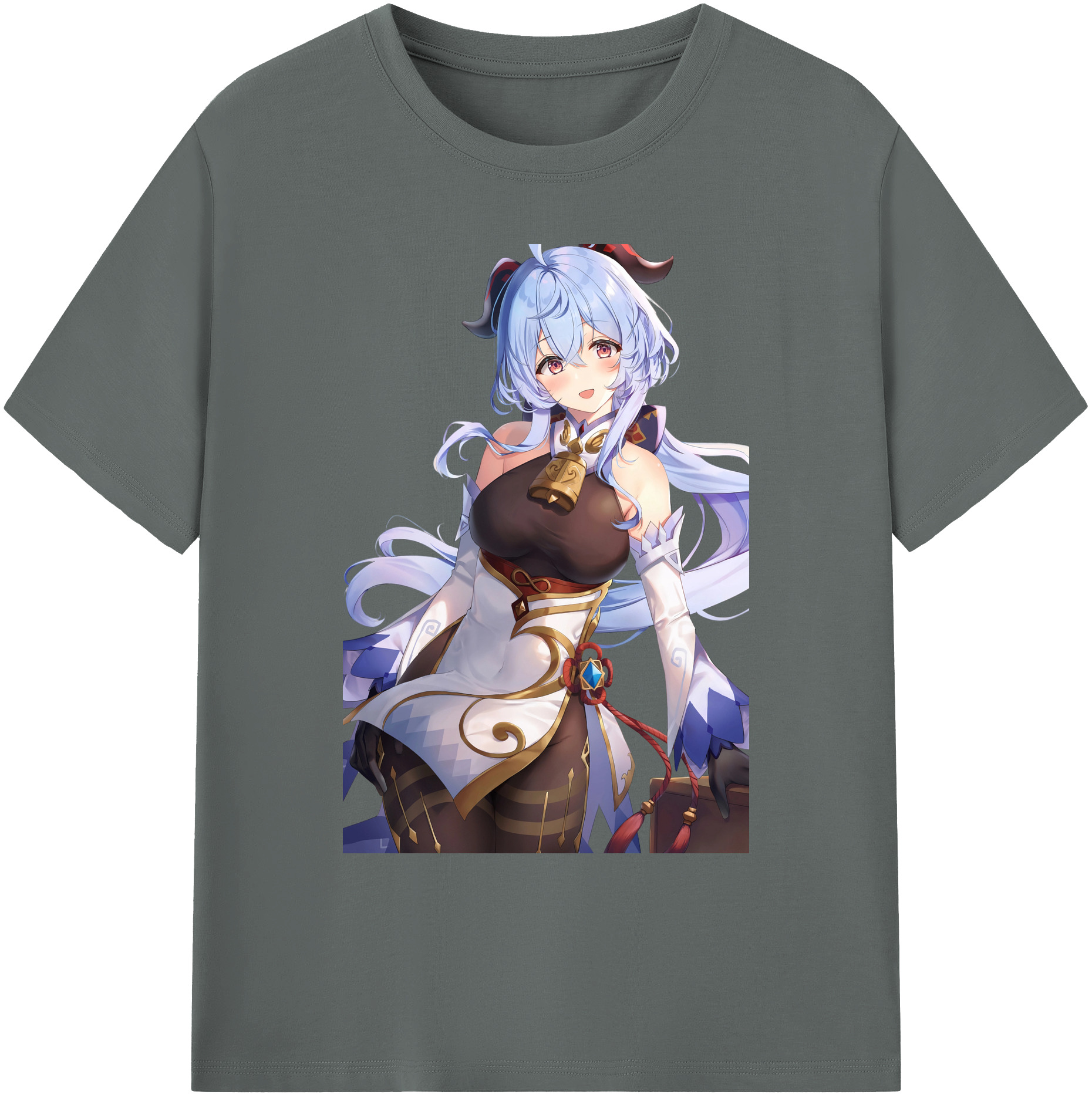 げんし神 甘雨 かんう genshin Ganyu 綿100％ メンズ半袖Tシャツ｜肌触りやわらか＆通気性